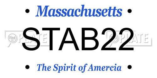 STAB22 Massachusetts License Plate