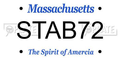 STAB72 Massachusetts License Plate
