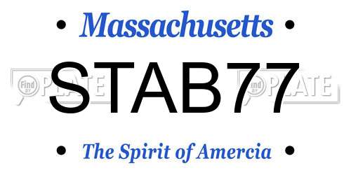 STAB77 Massachusetts License Plate