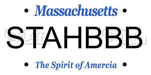 STAHBBB Massachusetts License Plate