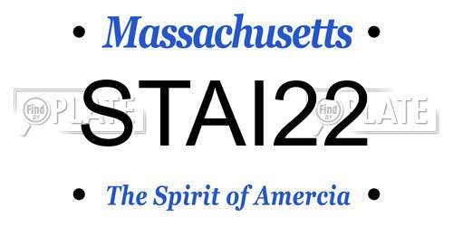 STAI22 Massachusetts License Plate