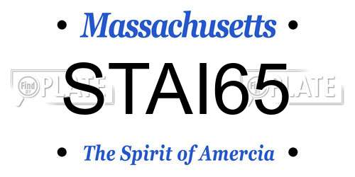 STAI65 Massachusetts License Plate