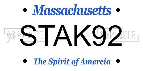 STAK92 Massachusetts License Plate