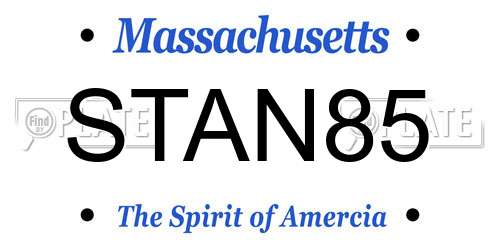 STAN85 Massachusetts License Plate