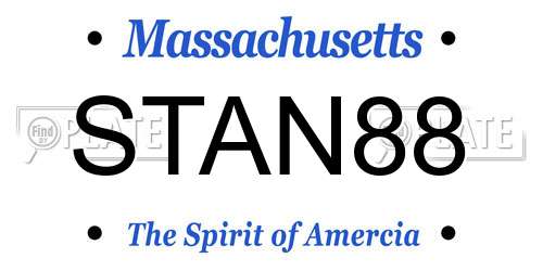 STAN88 Massachusetts License Plate