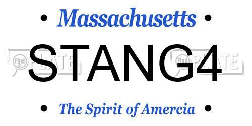 STANG4 Massachusetts License Plate