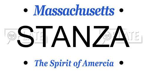 STANZA Massachusetts License Plate