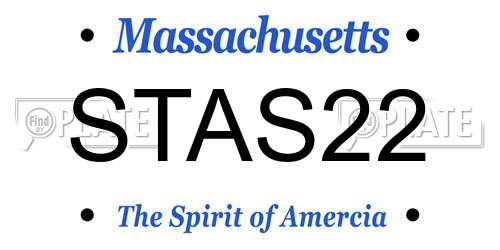 STAS22 Massachusetts License Plate