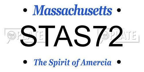 STAS72 Massachusetts License Plate