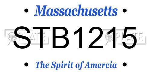 STB1215 Massachusetts License Plate