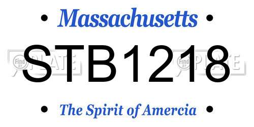 STB1218 Massachusetts License Plate