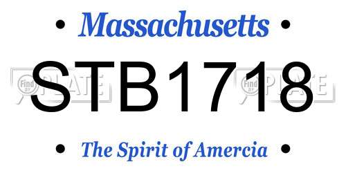 STB1718 Massachusetts License Plate