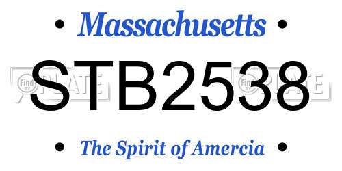 STB2538 Massachusetts License Plate