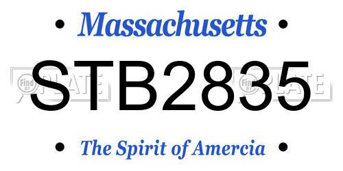 STB2835 Massachusetts License Plate