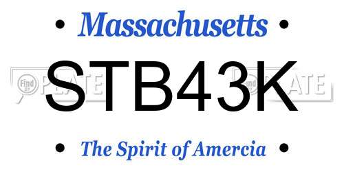 STB43K Massachusetts License Plate