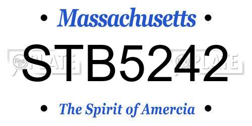 STB5242 Massachusetts License Plate