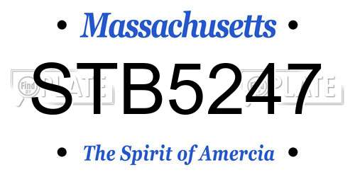 STB5247 Massachusetts License Plate