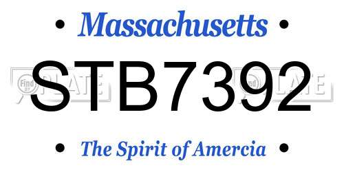 STB7392 Massachusetts License Plate