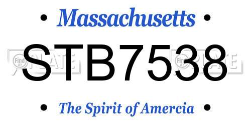 STB7538 Massachusetts License Plate