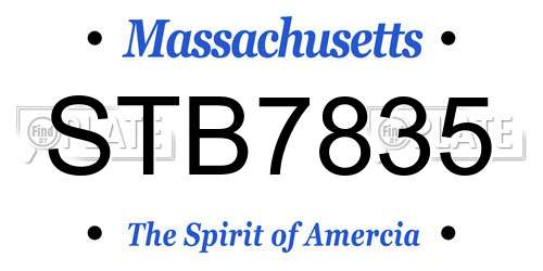 STB7835 Massachusetts License Plate