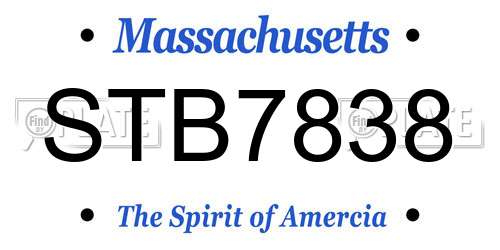 STB7838 Massachusetts License Plate