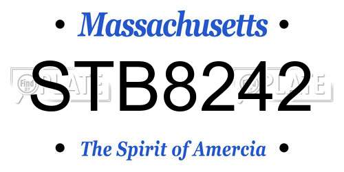 STB8242 Massachusetts License Plate