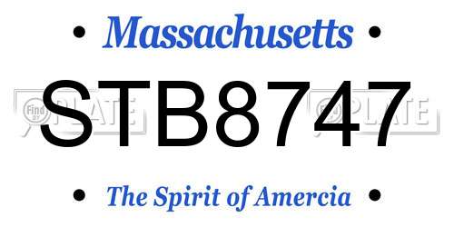 STB8747 Massachusetts License Plate
