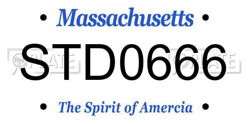 STD0666 Massachusetts License Plate