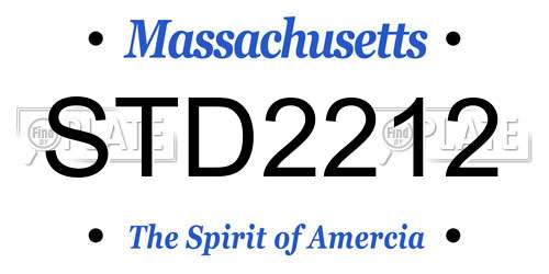 STD2212 Massachusetts License Plate