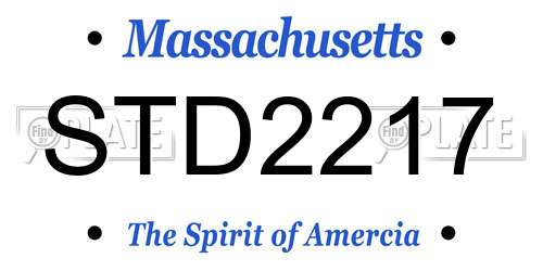 STD2217 Massachusetts License Plate