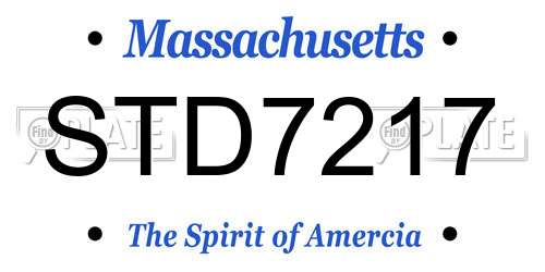 STD7217 Massachusetts License Plate