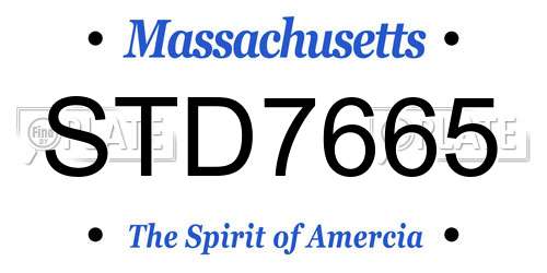 STD7665 Massachusetts License Plate