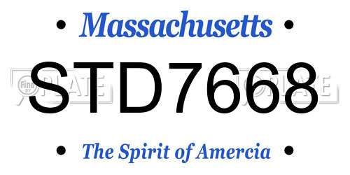 STD7668 Massachusetts License Plate