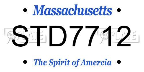 STD7712 Massachusetts License Plate