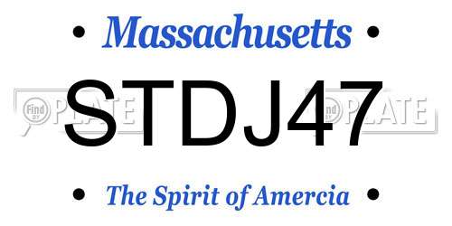STDJ47 Massachusetts License Plate