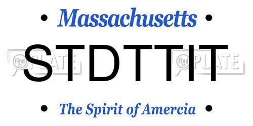 STDTTIT Massachusetts License Plate