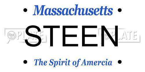 STEEN Massachusetts License Plate