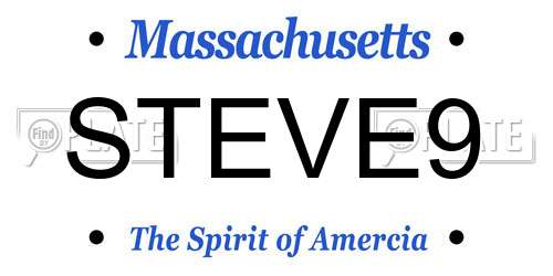 STEVE9 Massachusetts License Plate