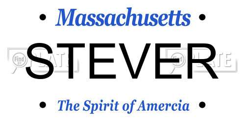 STEVER Massachusetts License Plate