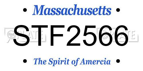 STF2566 Massachusetts License Plate