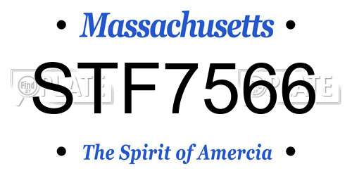 STF7566 Massachusetts License Plate