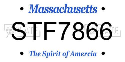 STF7866 Massachusetts License Plate