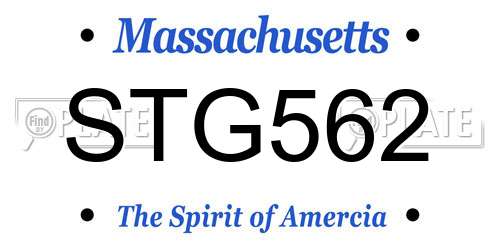 STG562 Massachusetts License Plate