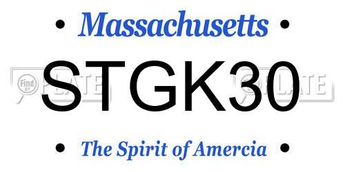 STGK30 Massachusetts License Plate