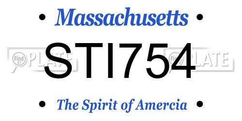 STI754 Massachusetts License Plate