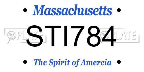STI784 Massachusetts License Plate