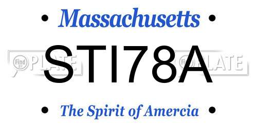 STI78A Massachusetts License Plate