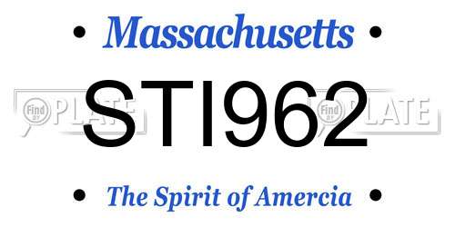 STI962 Massachusetts License Plate
