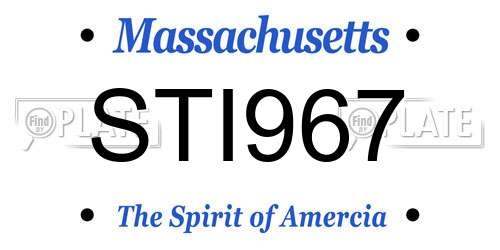 STI967 Massachusetts License Plate