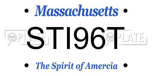 STI96T Massachusetts License Plate